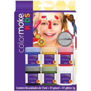 Pintura Facial Liquida Kids 6CORES+PINCEL+GLI - Imagem 1