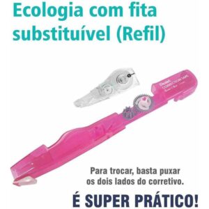 Corretivo em Fita Corretion Tape 6M Rosa C/Refil - Imagem 2