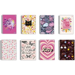 Caderno Espiral 1/4 Capa Dura Kbom Feminino 96FLS. - Imagem 1