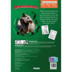Livro Infantil Colorir Mega Kit Dinossauros Ler e Col - Imagem 2