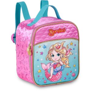 Mochila Infantil com Rodinha Sereias G Estojo+lancheira - Imagem 3