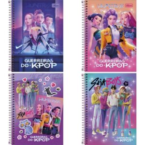 Caderno Espiral 1/4 Capa Dura Guerreiras do K-Pop 80FLS. - Imagem 1