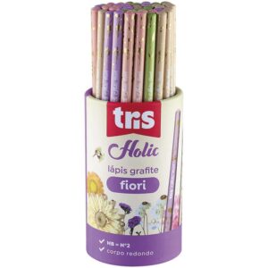Lapis Preto Redondo Decorado Tris Fiori 4 Cores - Imagem 2
